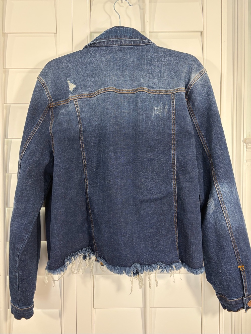 Risen "The New Essentials" Distressed Dark Blue Denim Jacket (2XL) - Picture 2 of 5